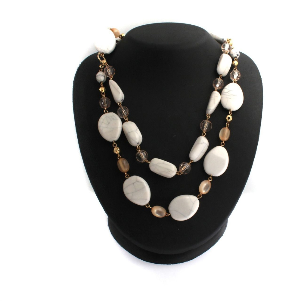 Robert Rose Triple Strand Cream Beaded Necklace